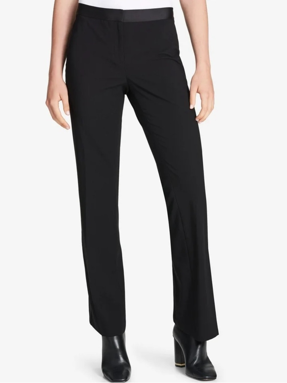 Calvin Klein Satin Trim Waist Trouser Pants, Black – Size 14